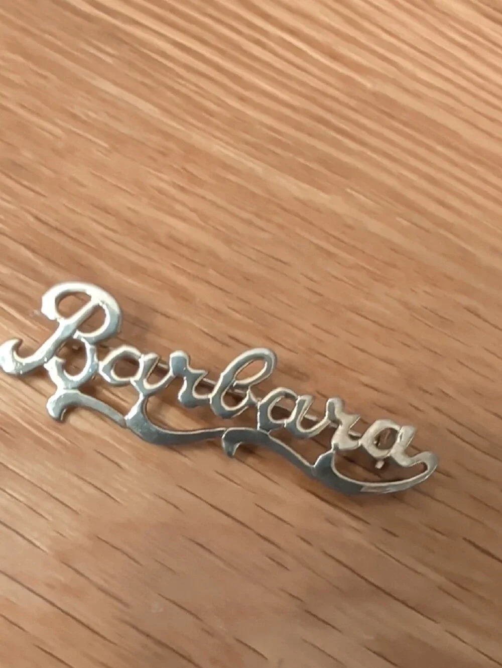 Barbara Metal Name Brooch - Silver Tone